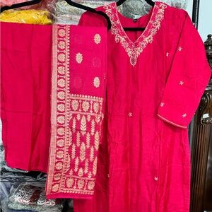 Elegant Hot Pink Embroidered Kurta Set